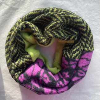 Herringbone Green Plum Mix Neckwarmer