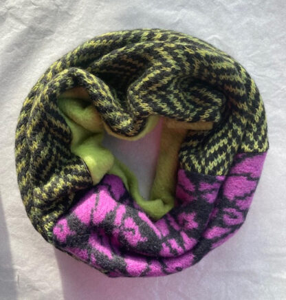 Herringbone Green Plum Mix Neckwarmer